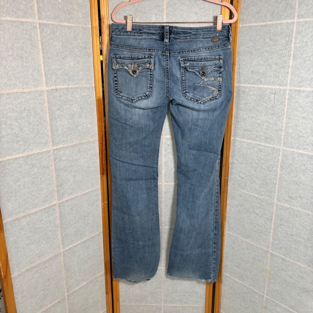 Women's Silver Pioneer Jeans 31/30 Low Rise Light Medium Wash Bootcut